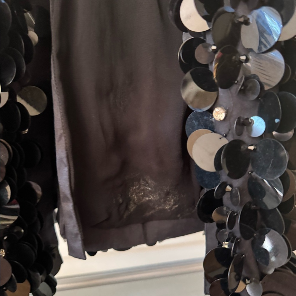 Black Sequin Trench Coat - Picture 6 of 10